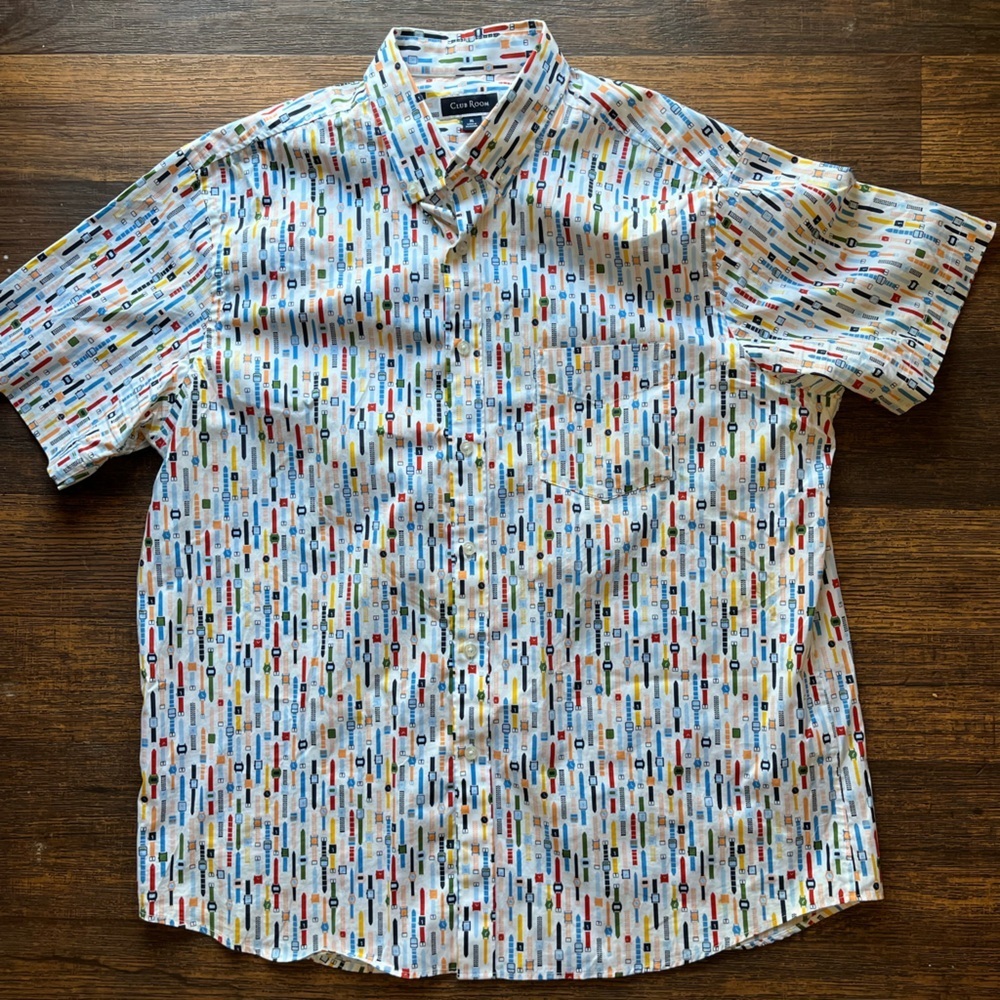 Men's Club Room Shirt Multicolor Watches XL All-Over Street Classic Unique City